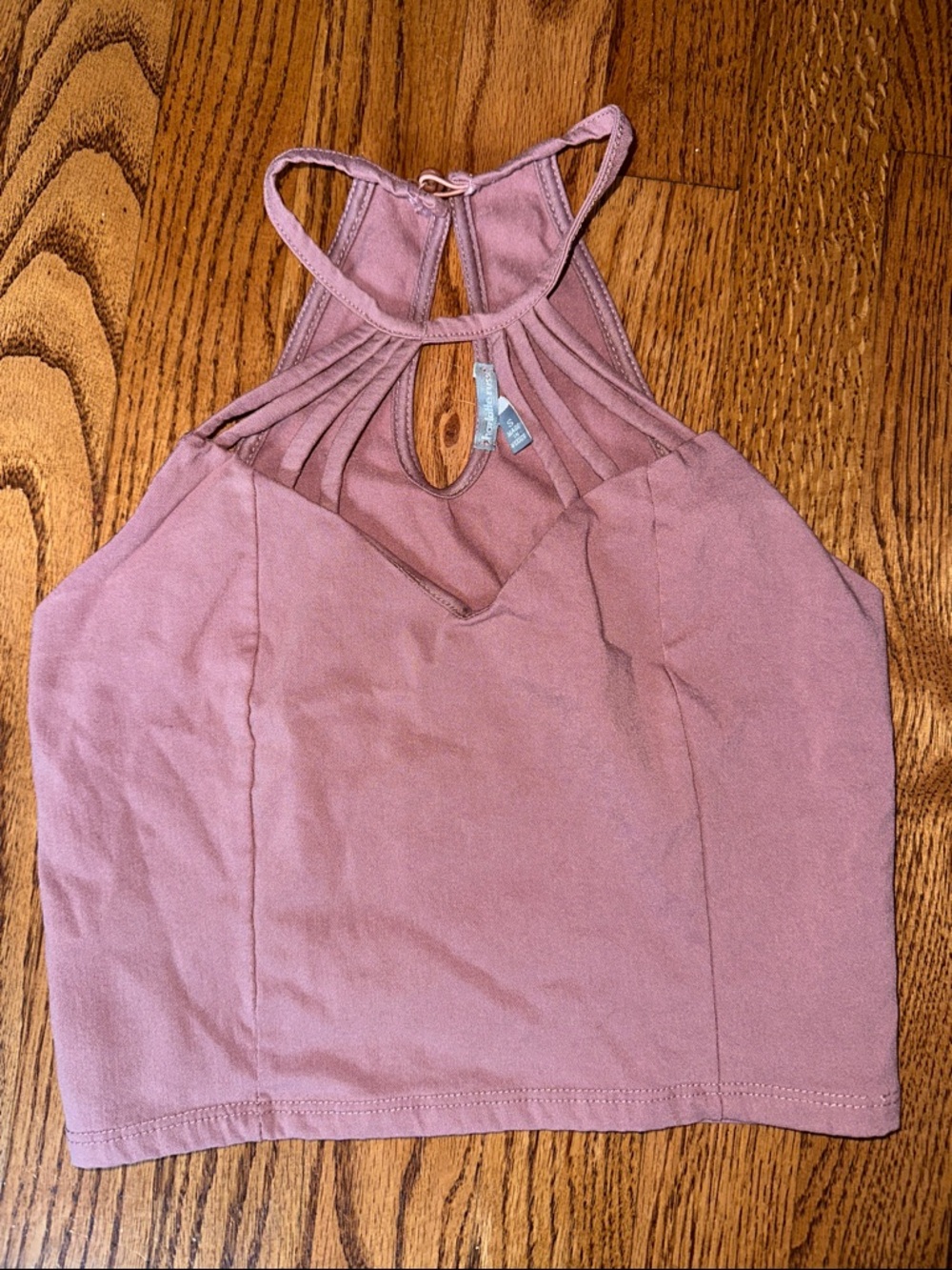Charlotte Russe Mauve Halter Crop Top with Strappy Keyhole - size S